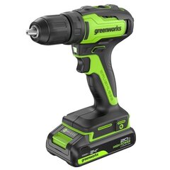Дрель-шуруповерт аккумуляторная GREENWORKS GD24DD35, 24В, б/щет, 29/35Нм, 1x2Ач, ЗУ, кор (3704007CUA)