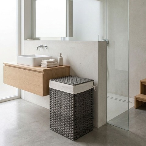 Корзина плетёная Emån, 46х33х61 см, серый, полипропилен/хлопок