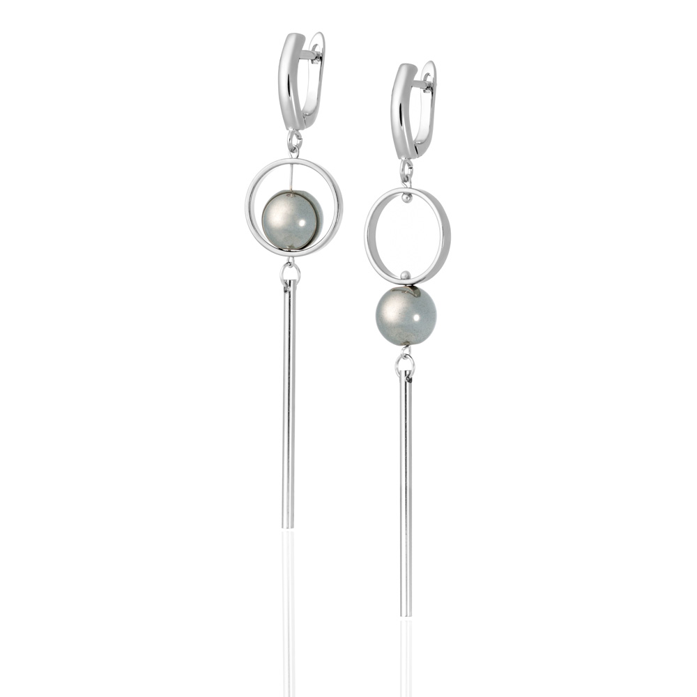 Асимметричные серьги с гематитом