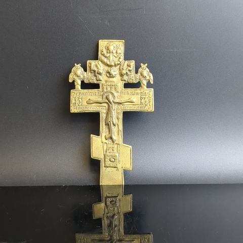 Крест киотно - наперсный с херувимами латунь, Российская империя, 1850-1900 гг.
