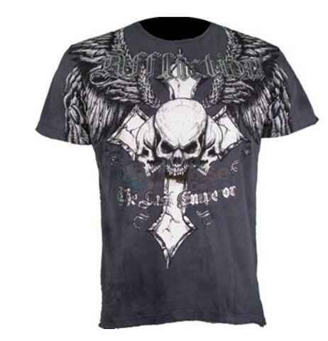 Affliction | Футболка мужская Fedor Emelianenko Signature Tee Charcoal LAST EMPEROR A606CH перед