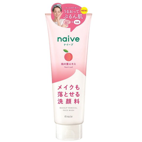 Пенка для умывания с персиком Kracie Naive Peach Leaf Makeup Removal Face Wash, 200 гр