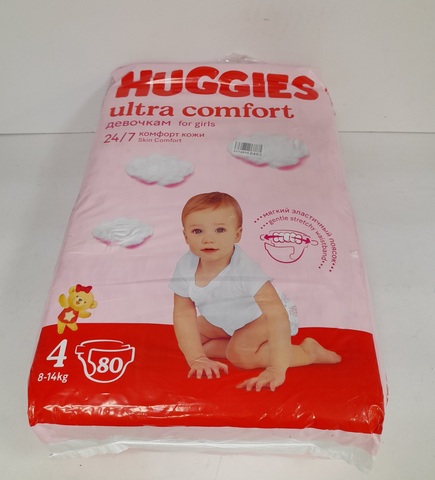 Подгузники Huggies Ultra Comfort для девочек 4 L р-р, 8-14 кг, 80 шт