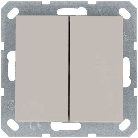 Выключатель двухклавишный 10A 250V~. Цвет Тауп. Jasmart. G3023T