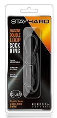 Черное двойное эрекционное лассо Silicone Double Loop Cock Ring - 