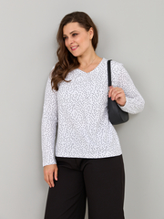 Лонгслив ЛНкл-080/белый-черныйгорох