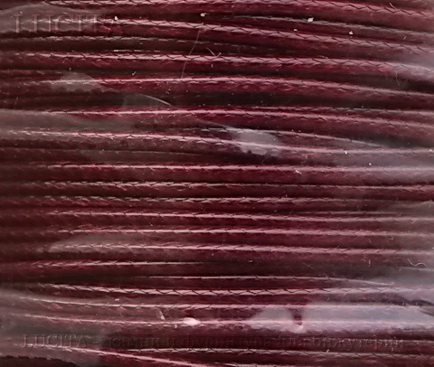 Шнур вощеный, 1 мм, цвет - бордовый, примерно 85 м