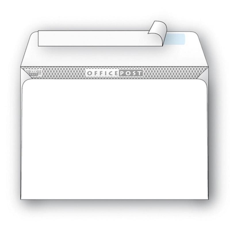 Конверт OfficePost С5 80 г/кв.м белый стрип с внутренней запечаткой (1000 штук в упаковке)