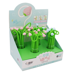 Ручка шариковая, масляная, Basir, синие чернила, серия "Клубника", гибкая с фигуркой, 36 шт