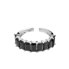 Латунное кольцо "Крупные Чёрные фианиты" silver