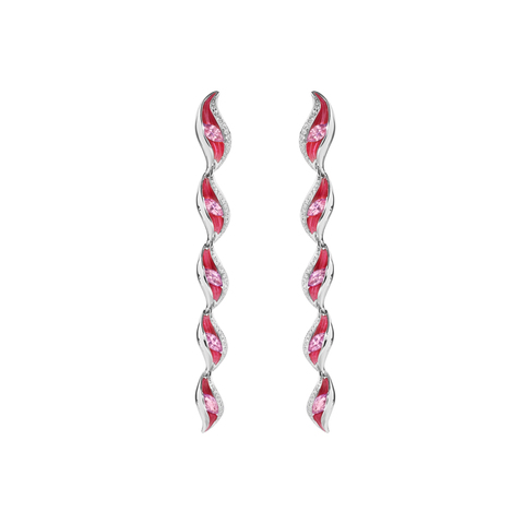 Серьги с Розовыми Сапфирами и Бриллиантами, Эмаль, E0123-81/1