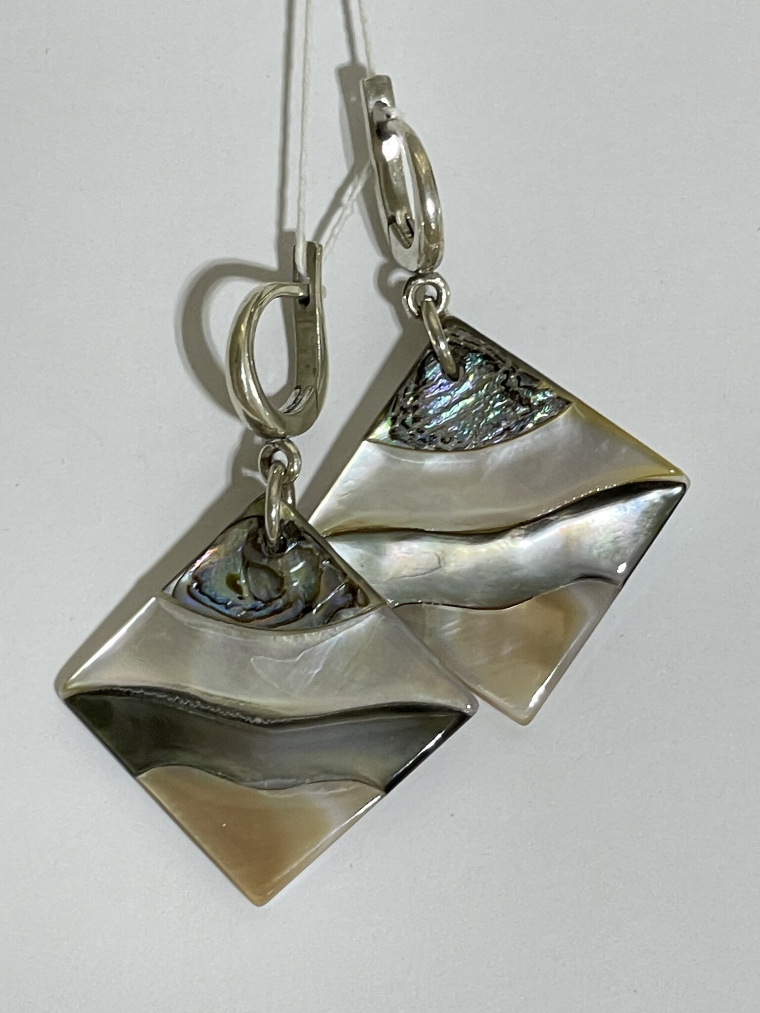 Перл Ромб (серьги из серебра)