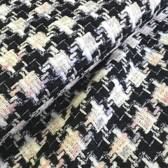 Ткань твид клетка  черно-белая 3128