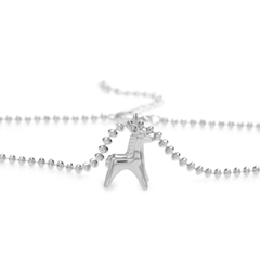 Латунная цепочка с Дымковской игрушкой Лошадка, silver