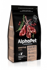 ALPHAPET сухой корм для взрослых кошек и котов с чувствительным пищеварением (ягненок) 1,5 кг