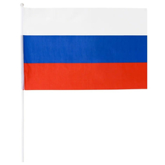 Флаг России 40х60см 12шт/уп пластик.флагшток,  искусств.шелк МС-3788