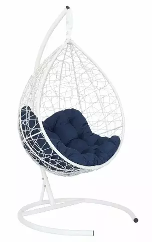 Подвесное кресло-кокон SEVILLA RELAX белое, темно-синяя подушка (Laura Outdoor)