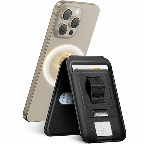 Чехол-бумажник UGREEN LP837 (45166) Magnetic Wallet with Stand & Phone Grip, черный
