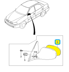 СТЕКЛО ЗЕРКАЛА ЛЕВ LANOS, SENS (БОЛЬШОЕ КРЕПЛЕНИЕ (82ММ)) ZAZ