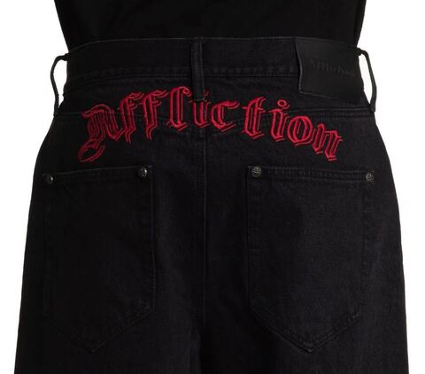 Affliction | Джинсы мужские Wide Leg Live Fast Black Jeans 110WL203 вышивка сзади