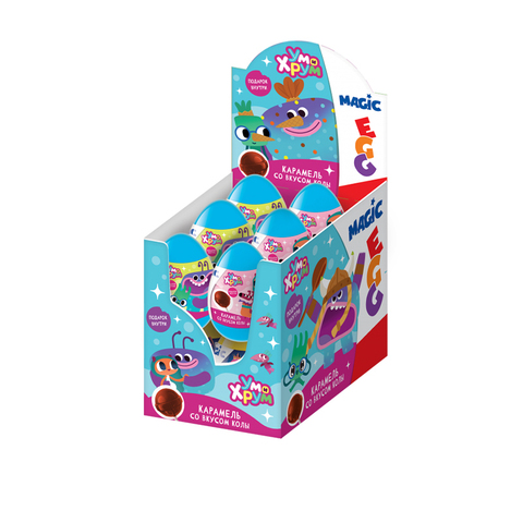 УМ И ХРУМ MAGIC EGG Карамель на палочке в пластиковом яйце с подарком 1кор*6бл*12шт, 10гр