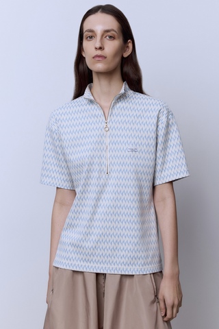 Поло на молнии из джерси жаккард