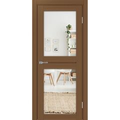 Купить Межкомнатная дверь экошпон Турин 520.212 орех с зеркалом