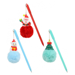 
          Ручка шариковая, Basir, синие чернила, серия "НОВОГОДНИЕ", с пушистым брелоком, 20 шт