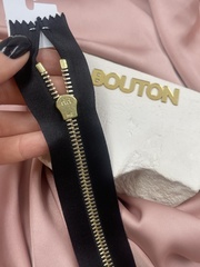 Молния металл, Gold, неразъёмная, на атласной тесьме, 6 мм, 18 см, цвет 2110, черный