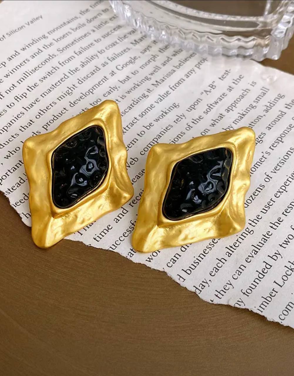 Серьги ромбовидные, Золотые