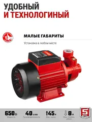 ЗУБР 650 Вт , поверхностный вихревой насос, корпус из чугуна (НС-М1-650-Ч)