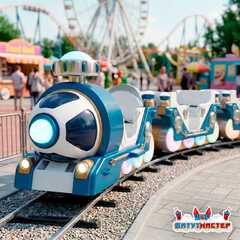 Рельсовый аттракцион для детей «Звёздный странник», 6 кабинок, 12 мест