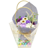 Сумочка Сладкий Букет с шоколадными яйцами, начиненными ореховым кремом VANOIR 300г.