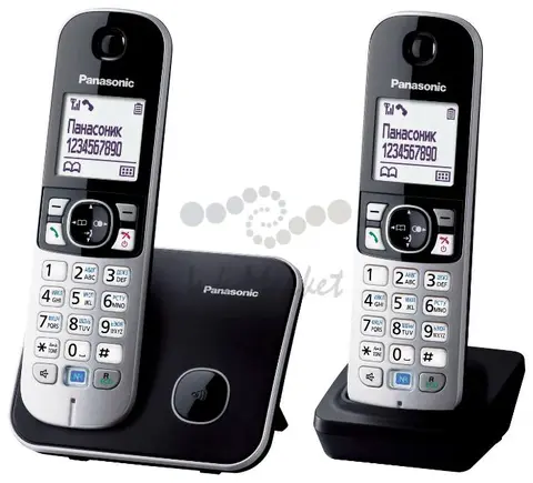 Радио-телефон Dect Panasonic KX-TG6812RU черный (2 трубки) АОН