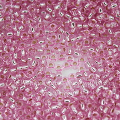 78292 Бисер 8/0 Preciosa Кристалл Соль-Гель темно-розовый с серебряным центром