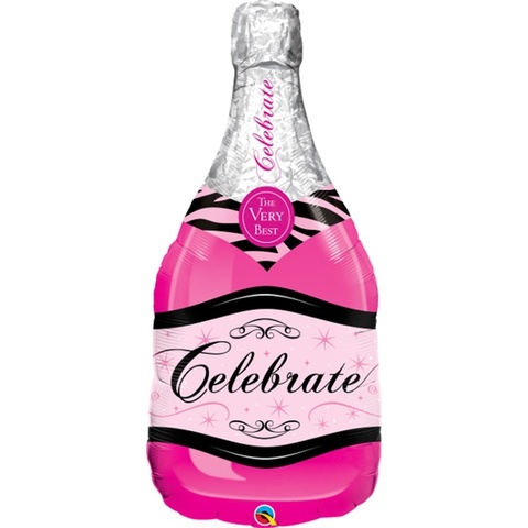 Шар Фигура Бутылка шампанского розовая
