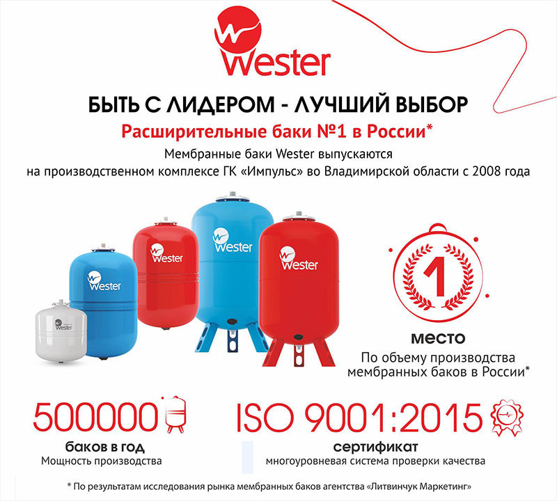 Бак мембранный для отопления Wester  WRV50 (0140100)