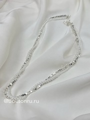 Двойное колье с жемчугом и металлическими бусинами