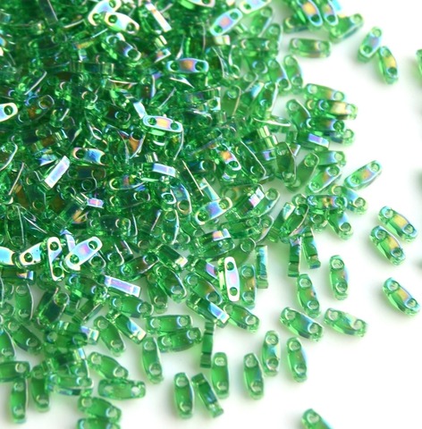 QTL-0179 Бисер Миюки квартер тила/Miyuki Quarter Tila Transparent Green AB