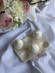 Подставка под яйца из гипса- ручная работа- узор цветы