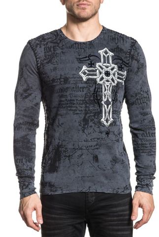 Xtreme Couture | Пуловер мужской Darker Side Thermal X1846I от Affliction с крестом перед на модели