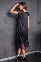 Длинное ночное платье с кружевами Evelin (BS) черное