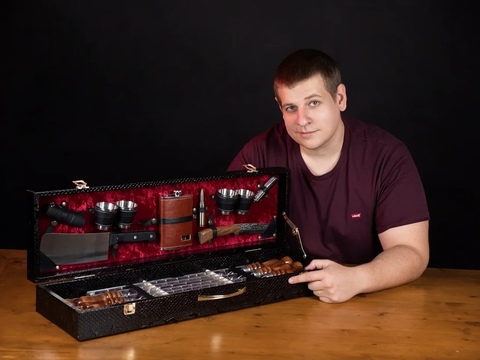 Кизлярский набор шампуров в коробке кожзам №6