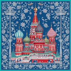 Платок «Собор Василия Блаженного» 100% шелк