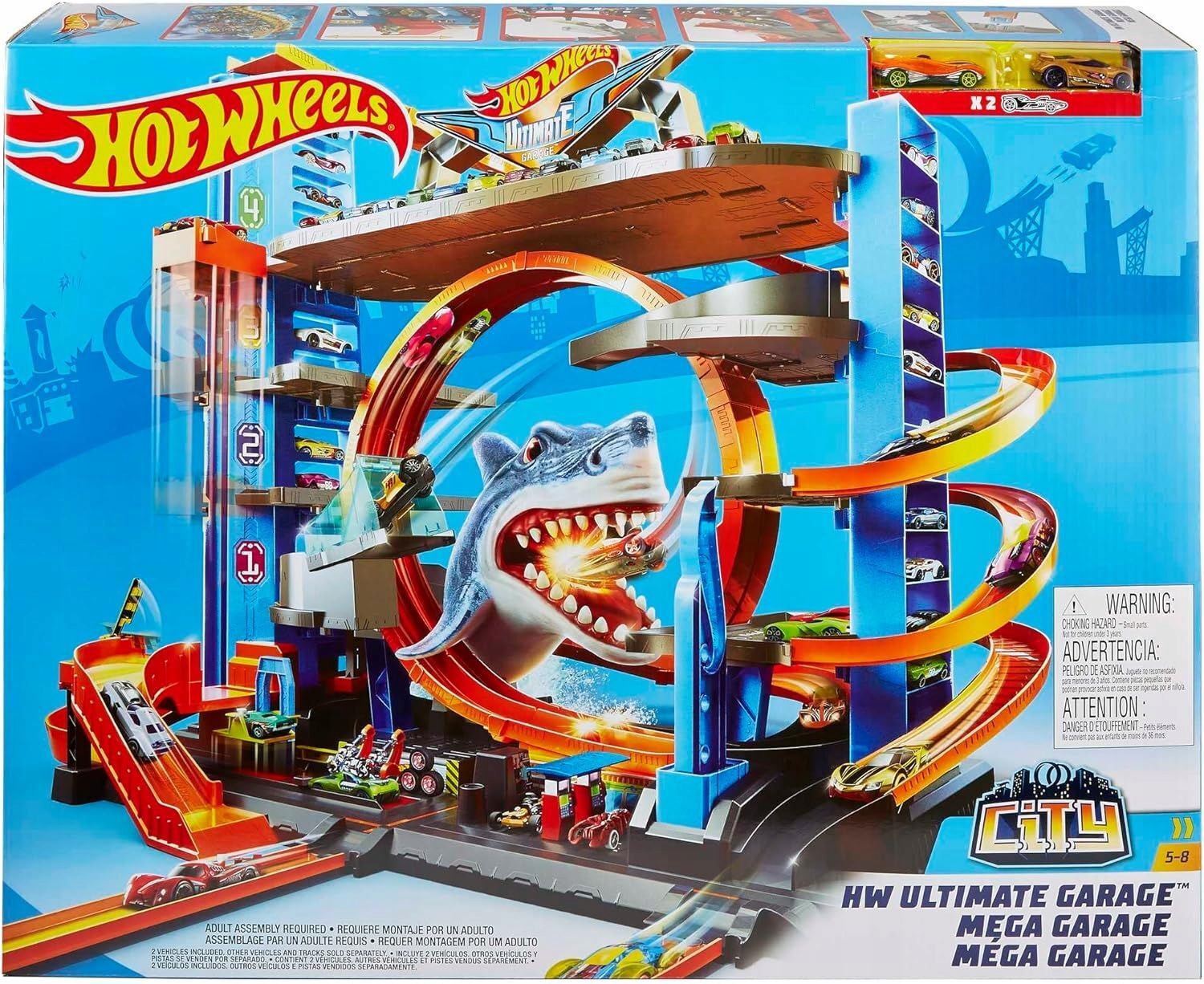 Игрушечный трек Hot Wheels City - Игровой набор Mega Garage Большой гараж с  акулой - Хот Вилс FTB69 купить в Москве | Доставка по России.