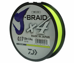 Купить шнур плетеный Daiwa J-Braid X4 135м 0,17мм желтая