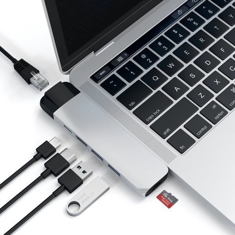 USB-хаб  Satechi Pro Hub с Ethernet для MacBook Pro и Macbook Air, серебряный