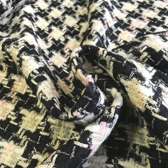 Ткань твид клетка  черно-белая 3128