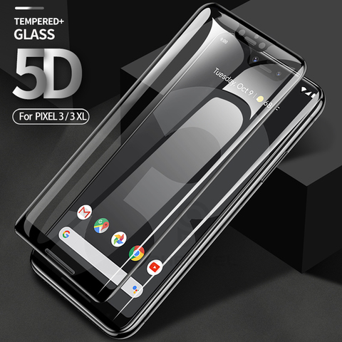 Защитное стекло 5d для Google Pixel 3 XL (Full Glue полная проклейка, черная рамка)