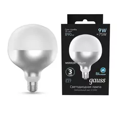 Лампа Gauss LED Filament G125 9W E27 890lm 4100K mirror-milky 1014802209